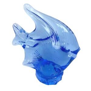 Angel Fish Figurine Vintage Blown Glass Controlled Bubbles Murano STYLE